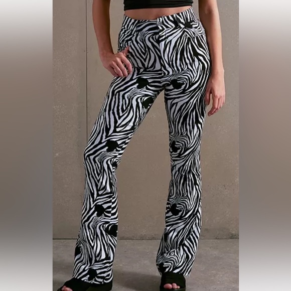 Urban Outfitters Zebra Print Flared Pants - Picture 1 of 7